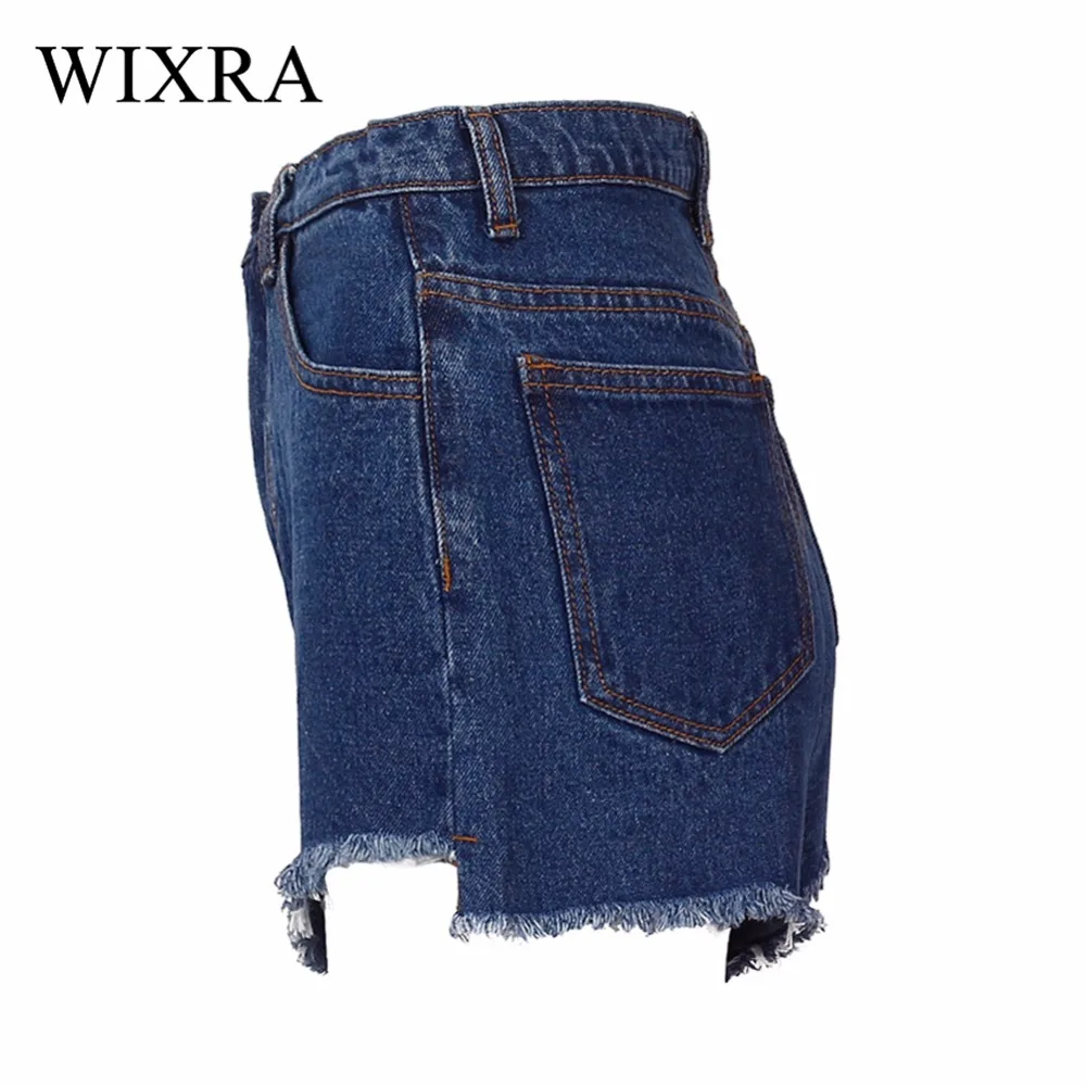 Женские джинсовые шорты Wixra синие свободные с высокой талией спереди и сзади|waist
