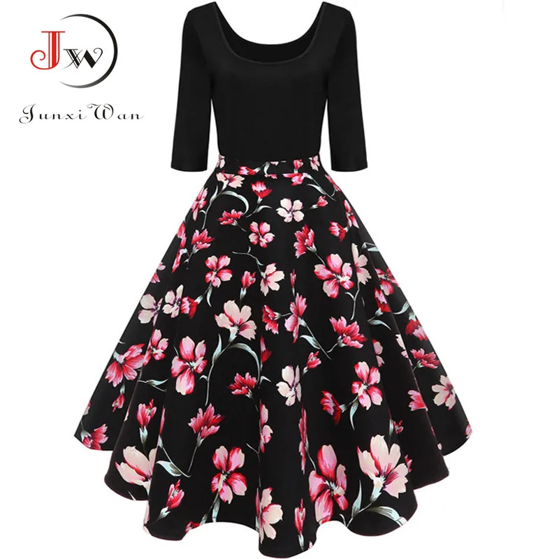 Женское повседневное винтажное платье с цветочным принтом элегантные
