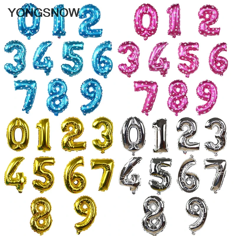 

1pc Number Foil Balloon Happy Birthday Helium Float Ballons Inflatable Figures Balloons Wedding Decoration 2021 Christmas Ballon