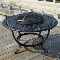 hot sale bbq table cast aluminum table for garden chair outdoor furniture popular in size 106cm in black color