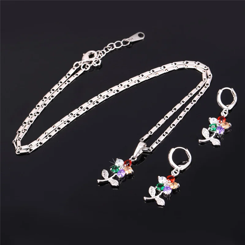 Женский комплект с цветком серьги и ожерелье модный желтый золотой цветной