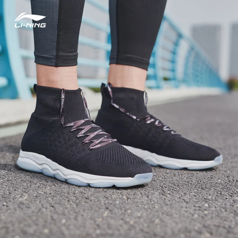 Li-Ning/Мужская Спортивная обувь без ограничений на подушке; однотонная трикотажная дышащая спортивная обувь с высоким вырезом; AFJN009 YXX042