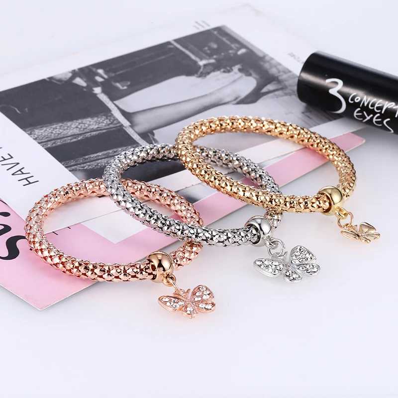 Европа и Америка новый модный стиль браслет с бабочками из кристаллов 3 шт./компл.