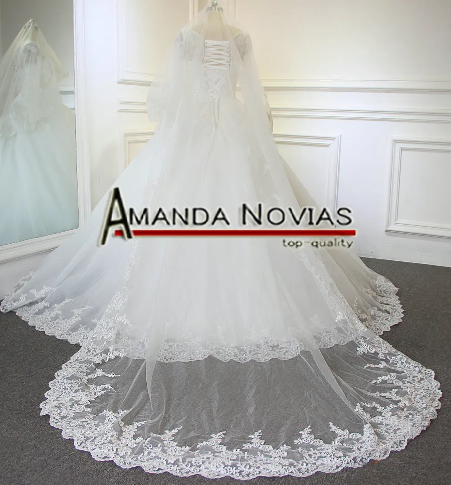 Vestido de noiva/Новое поступление, кружевное свадебное платье с длинными рукавами и маленьким шлейфом