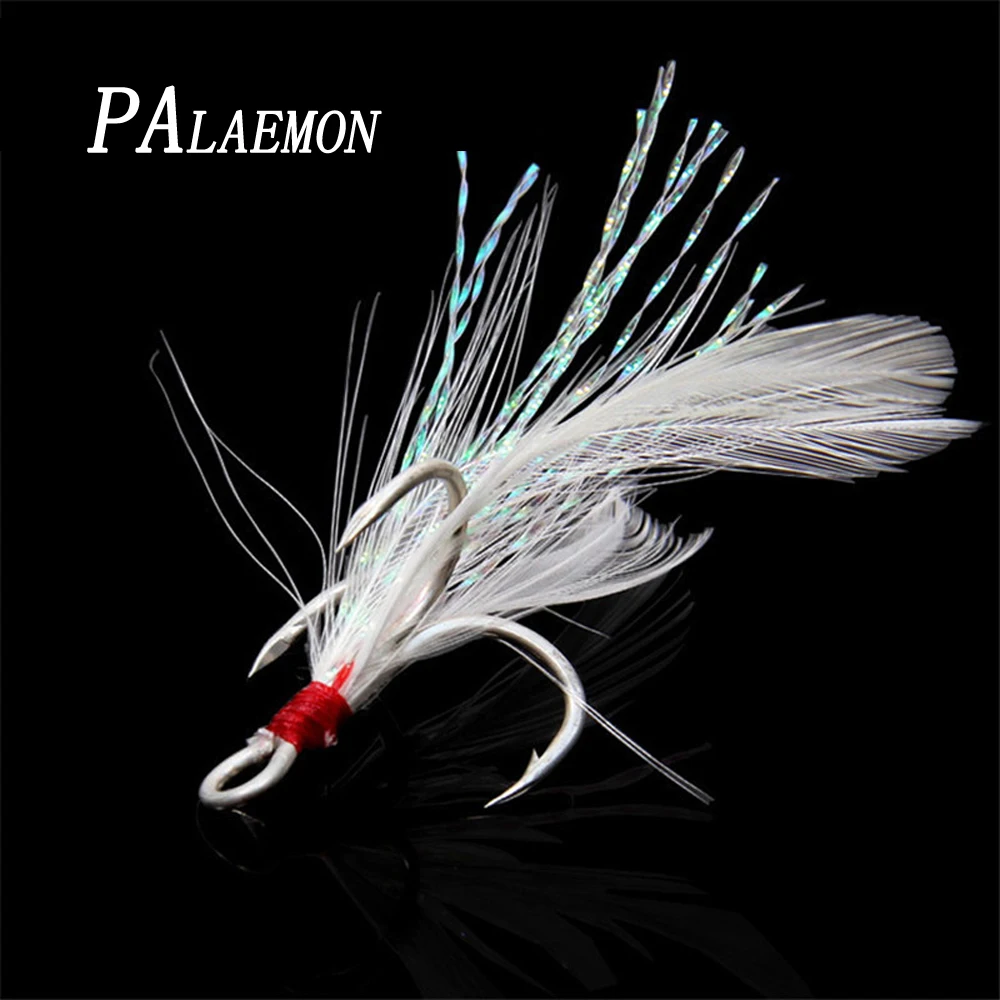 PALAEMON 20 шт./лот тройные Крючки Три рыболовные крючки перья приманка