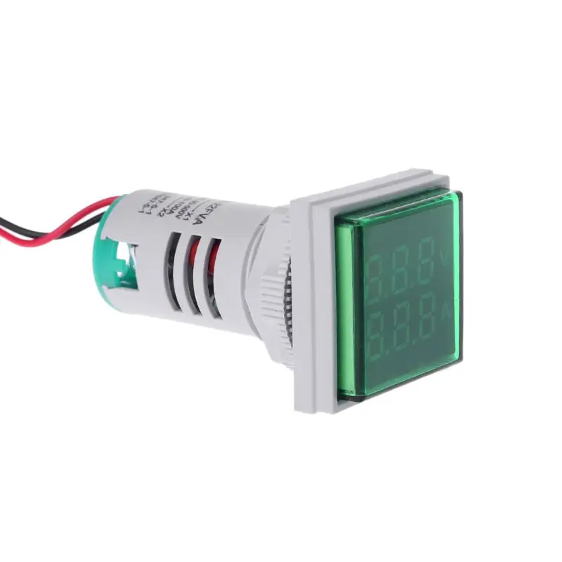 Square LED Digital Voltmeter Ammeter 22mm Signal Lights Volt Voltage Ampere Current Meter Indicator Tester Measuring AC 60-500V |