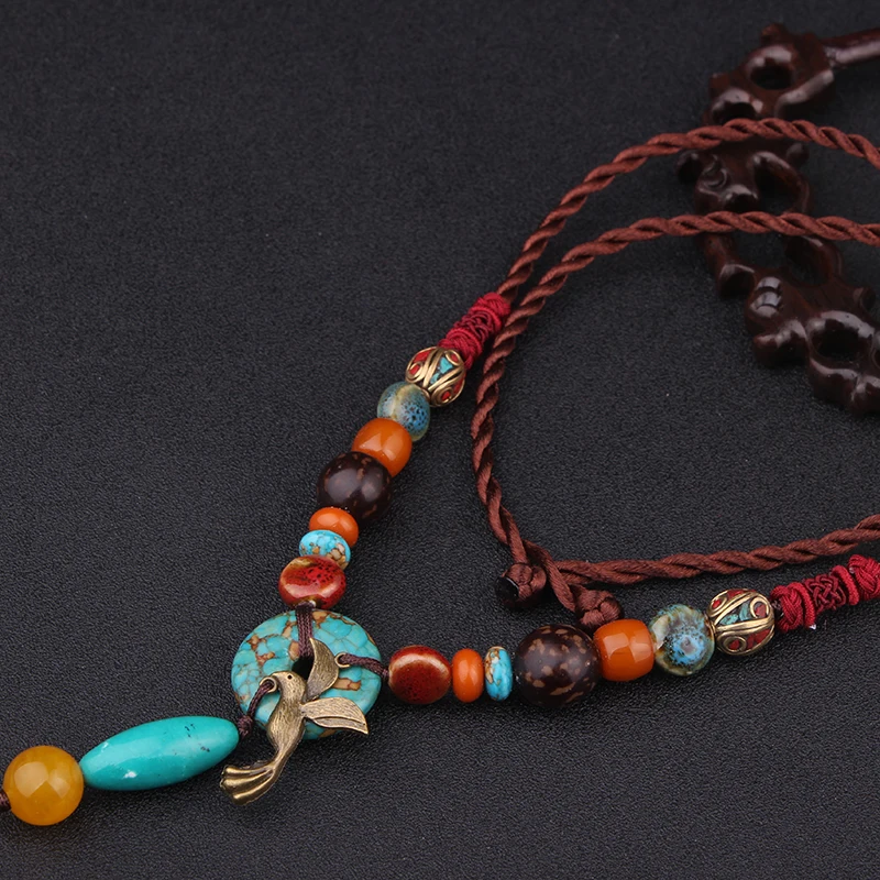 Мода этническое уклонение ожерелье винтажные камни ювелирные изделия бодхи канариштый камень новое ручной работы Непал.