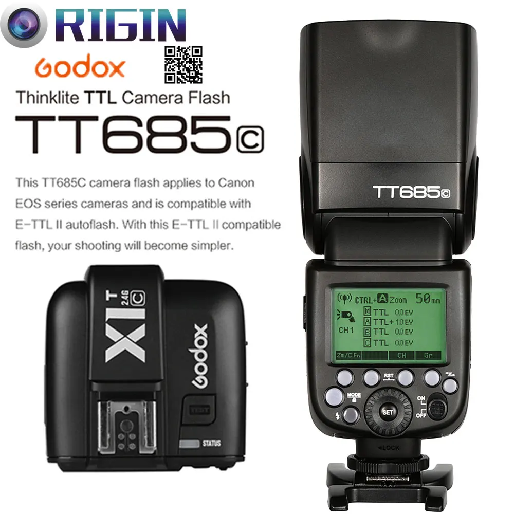 Godox TTL II Autoflash GN60 HSS 1/8000s 2 4G Беспроводная вспышка с ЖК экраном TT685C + X1T C/TT685N N/TT685S S