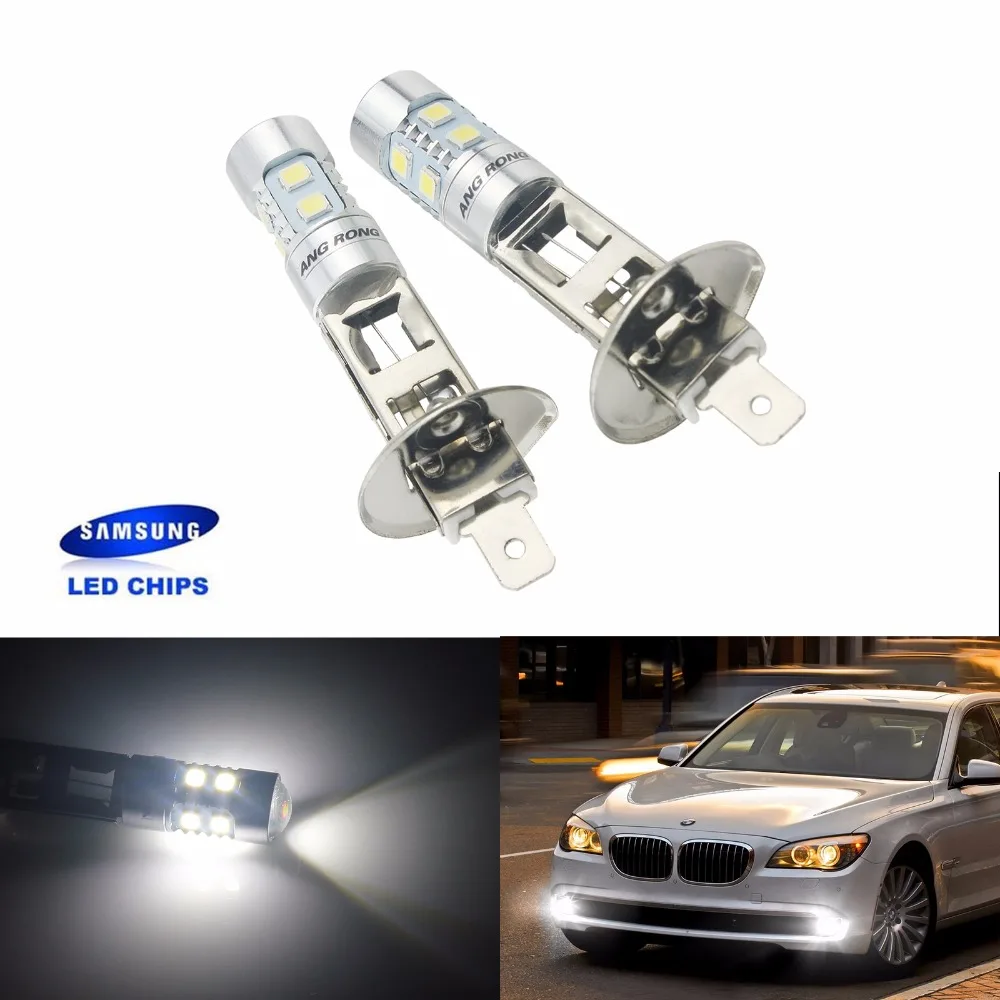 ANGRONG 2pcs H1 Xenon Белый 10 SMD SAMSUNG светодиодный DRL Вождения противотуманных фар лампы(CA304