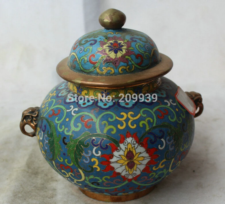 00255 8 &quot клеймо династия китайский дворец Cloisonne бронзовый позолотьте зверь глава
