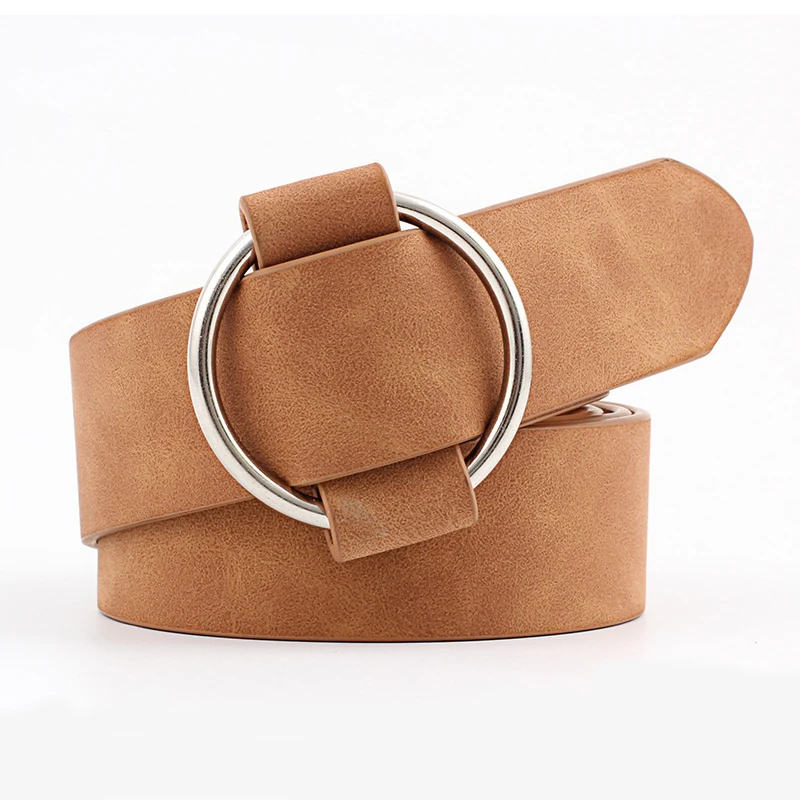 

HATCYGGO Casual Women Wide Waist Belt Round Buckle Belts Without Pin Leather Waistband Adjustable Women Strap Belt For Jeans