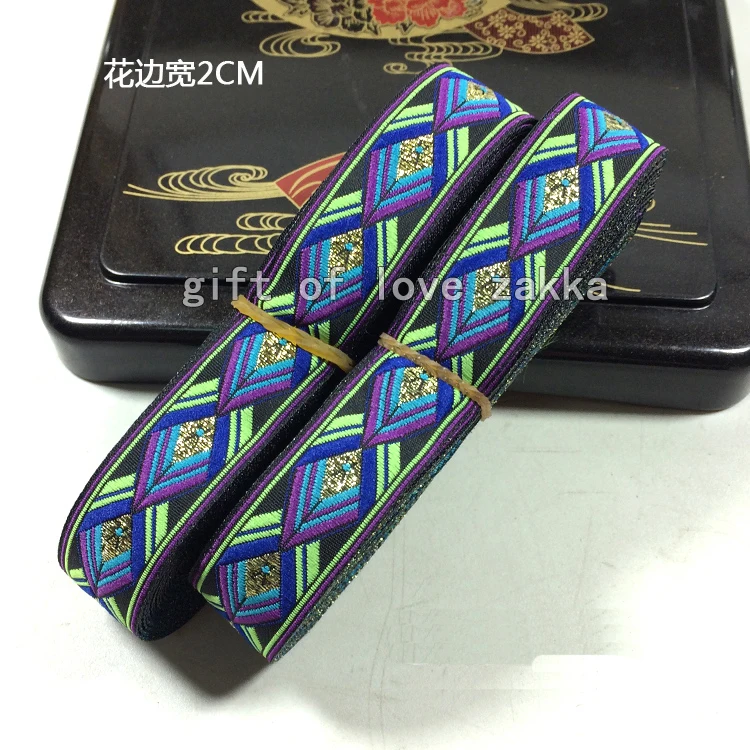 Высококачественная однолицевая лента 2 см 10 м Национальная ветровая вышивка