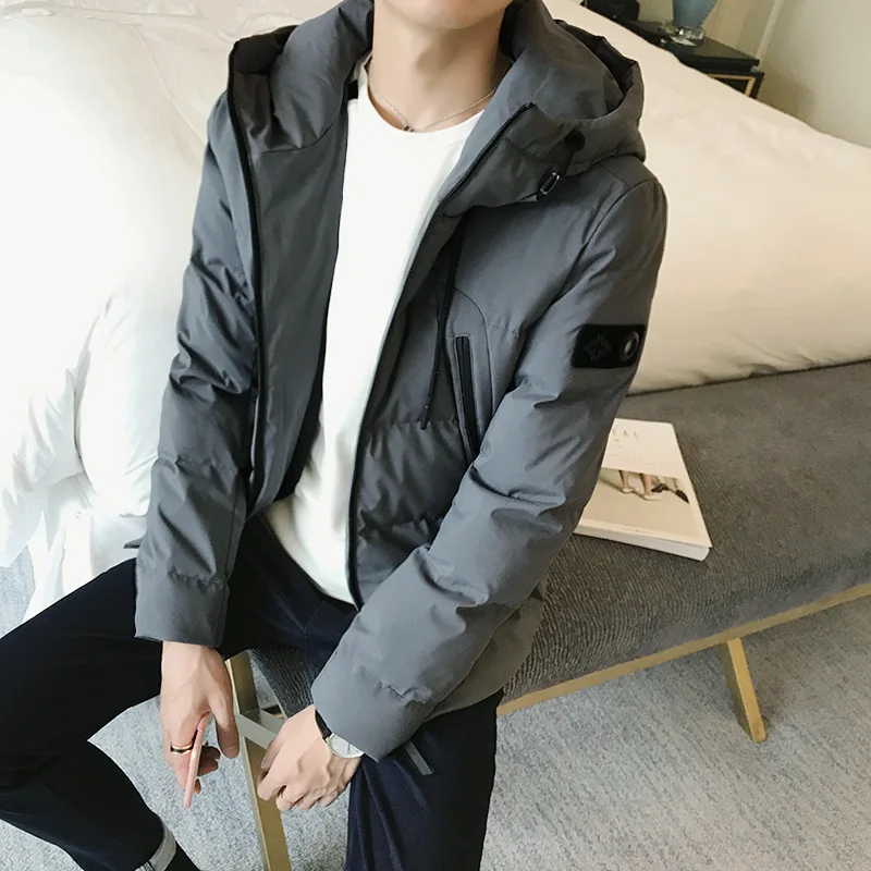

New winter men's self-cultivation hooded pocket zipper winter coat