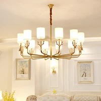 Luxury copper American art chandelier living room lamp simple creative garden bedroom dining room lamp copper lamps