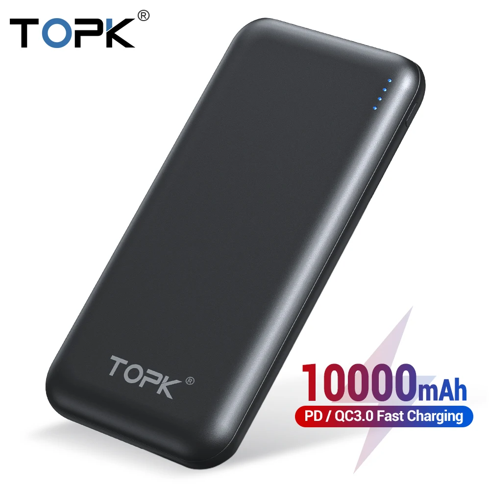 TOPK power Bank 10000 мАч Быстрая зарядка 3 0 usb type C PD внешний аккумулятор портативное