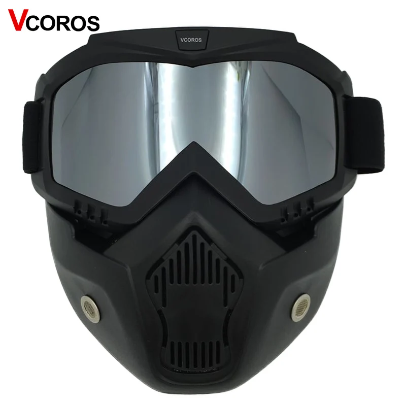 

New Vintage motorcycle helmet detachable retro moto helmet goggles for 3/4 open face helmets windproof