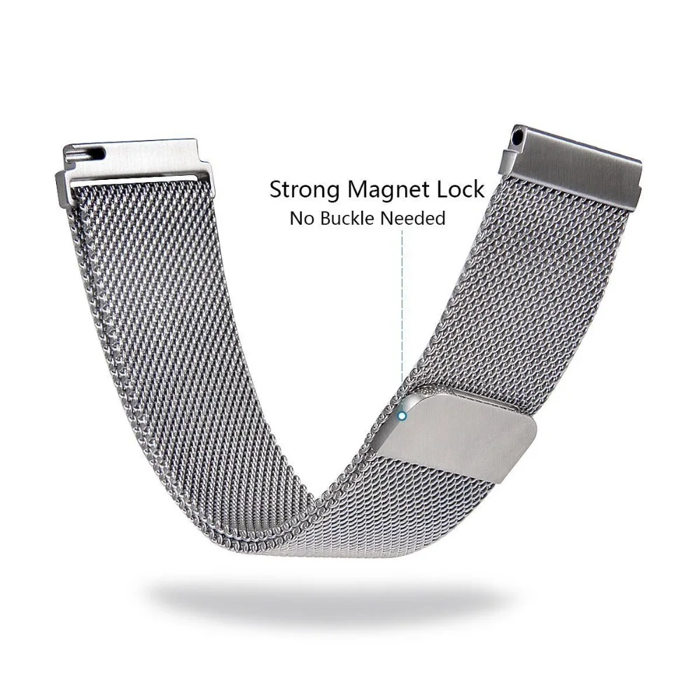 

CARLYWET Black Silver Blue Replacement Milanese Steel band Strap Magnetic Closure With Case Frame For Fitbit Blaze 23 watch