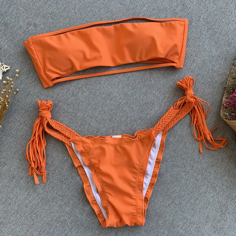 Пикантные без бретелек бразильский комплект бикини бандо 2019 для женщин