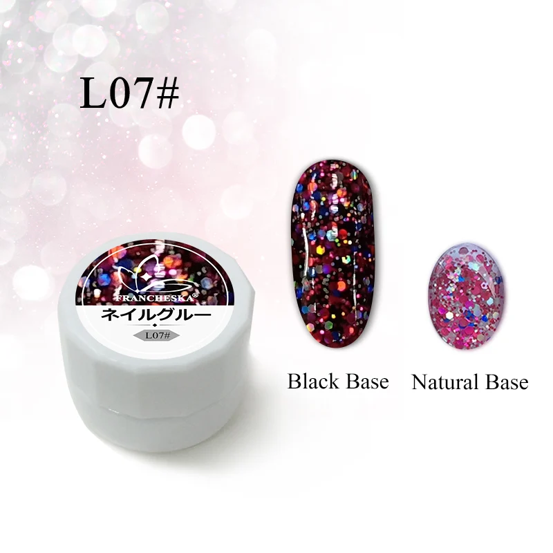 glitter gel L07 Francheska Блестящий Алмазный УФ-гель для ногтей замачиваемый Полупостоянный гель лак Блестящий лак Эмаль основа верхнее покрытие - Цвет: glitter gel L07