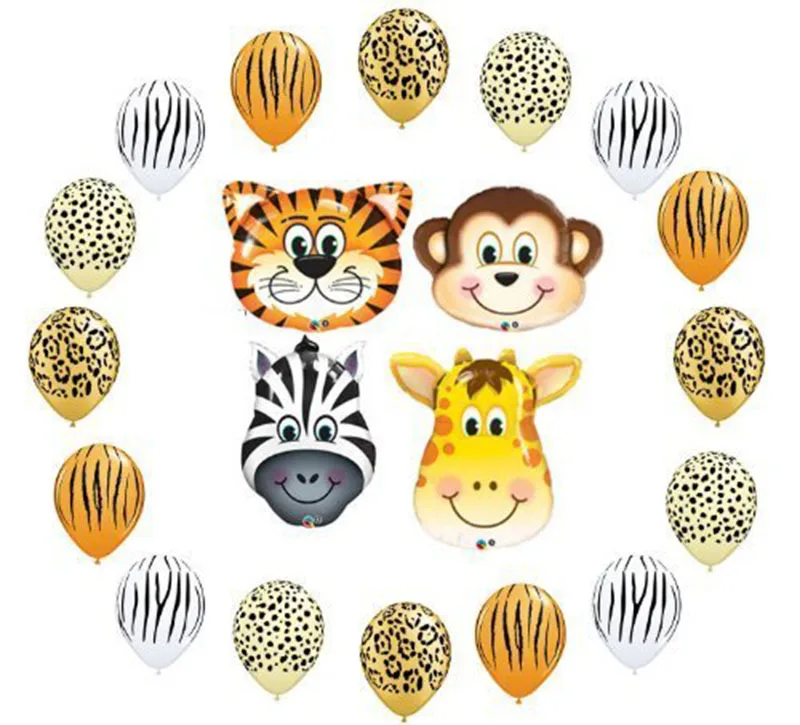 1Pcs Jungle Animal Tiger Lion Zebra Monkey Giraffe Cow Air Helium Foil Balloon Kid Birthday Party Decoration Zoo Theme Supply | Дом и сад