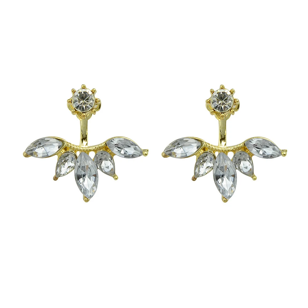 Luxury Wedding Party Earrings Gold-Color Silver Rosegold Color with Rhinestone Water Drop Shape Stud Ear Jacket | Украшения и