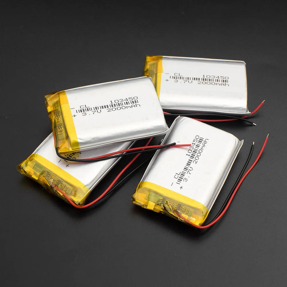 3,7 в 2000 мАч литий-полимерные LiPo аккумуляторы 103450 для Mp3 gps psp Bluetooth динамик внешний аккумулятор электронный