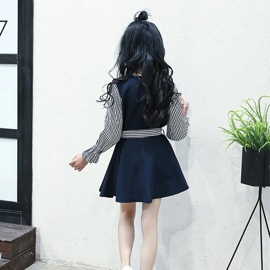 Платье для девочек из 2 предметов в стиле пэчворк платье детское с расклешенными