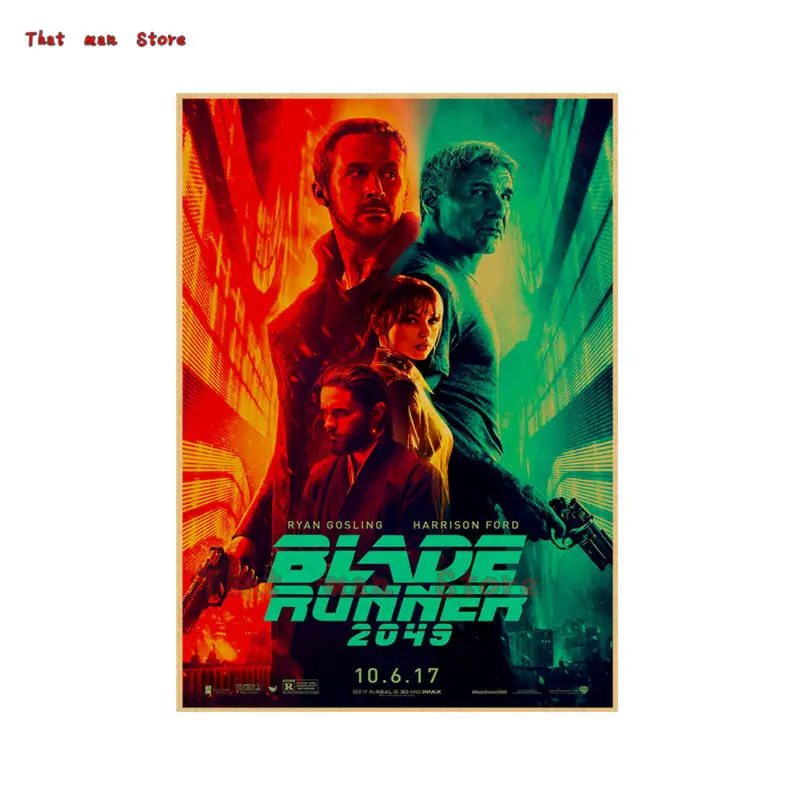 Винтажный постер, бегущий с лезвием, 2049, ryan gosling, украшение для домашнего интерьера, крафт-пленка, постер для рисования, наклейки на стену 42*30 см - Цвет: Розовый