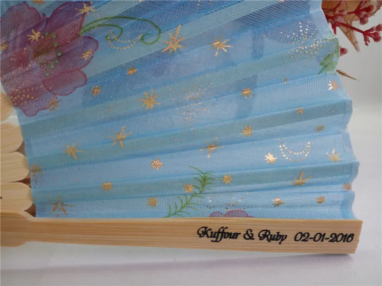 

Free shipping 100pcs/lot Fashion&Elegant Personalized Silk hand fan Wedding Souvier party gifts