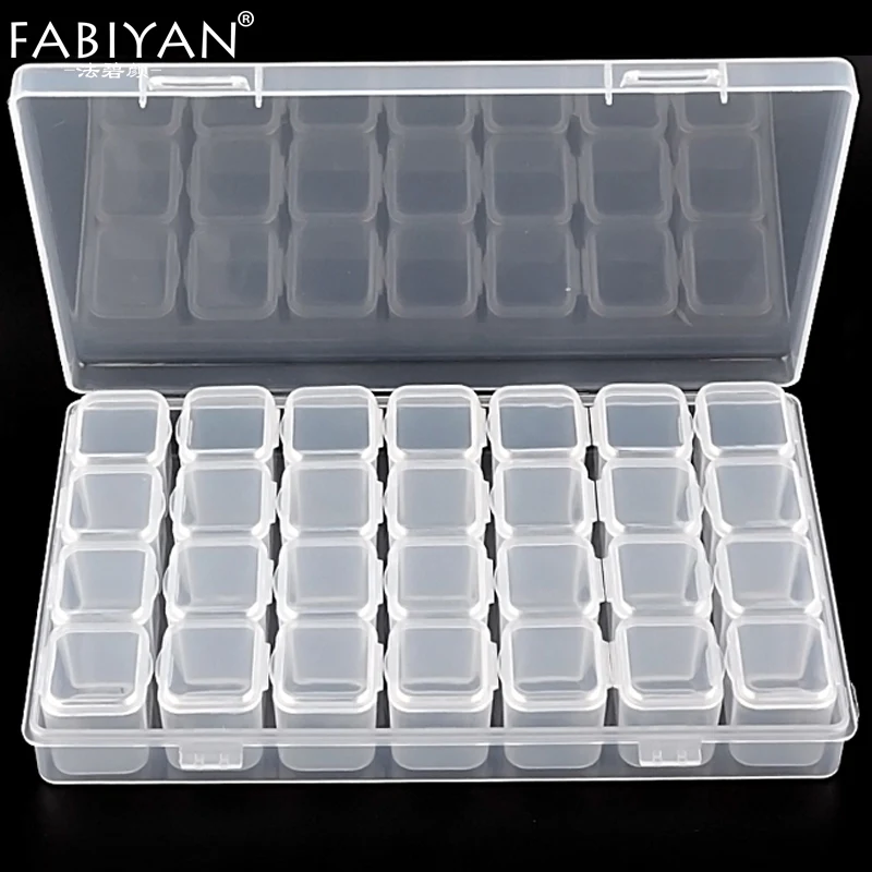 Прозрачная пластиковая коробка для дизайна ногтей с 28 отделениями | Красота и