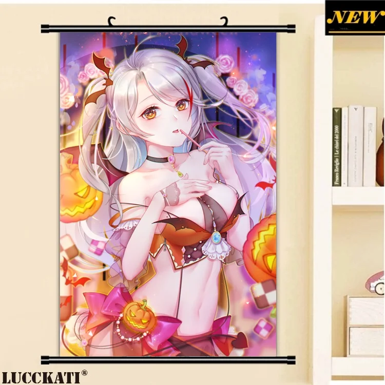 40X60 см Azur Лейн Bilan Hangxian без бюстгальтера животные уши маскарадные лоли мультфильм аниме Настенная картина Фреска плакат прокрутка холст живопись - Цвет: Q
