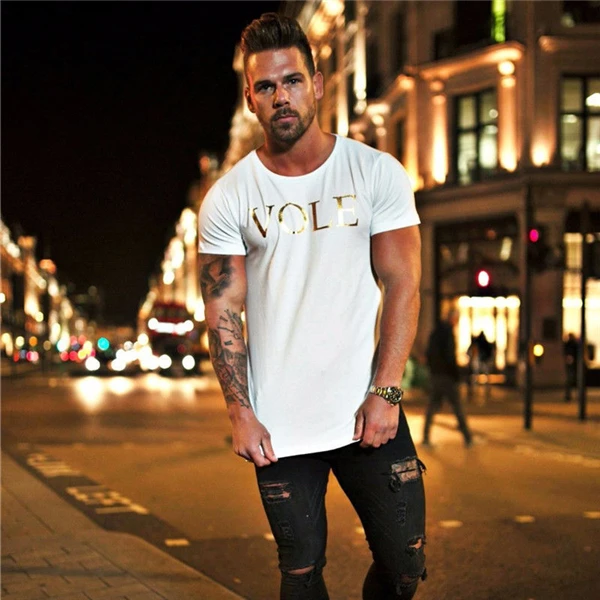 Новые мужские футболка с коротким рукавом Muscle Slim Fit бодибилдинг фитнес футболки