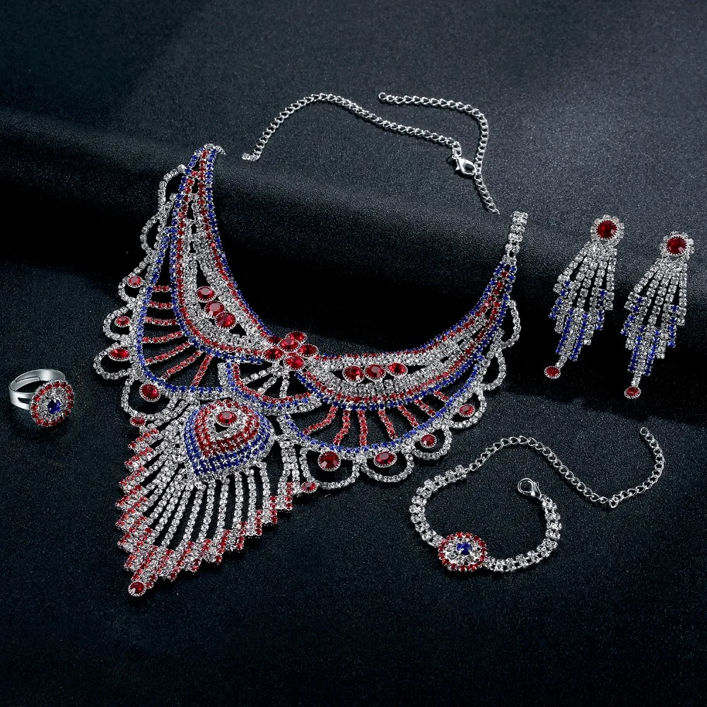 Роскошные Стразы Ювелирные комплекты с кристаллами для Для женщин нигерийской