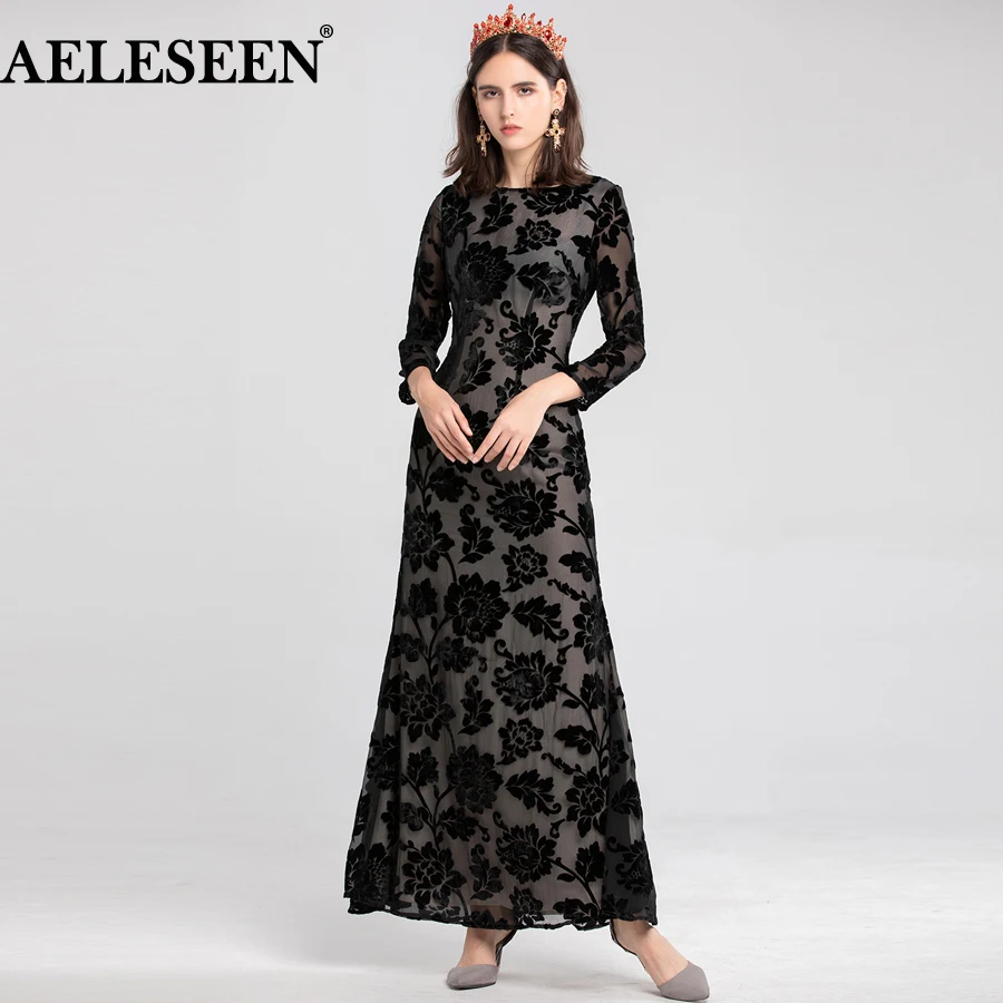 AELESEEN длинное платье Вечерние новые 2019 Весна Осень Мода подиумная Женская