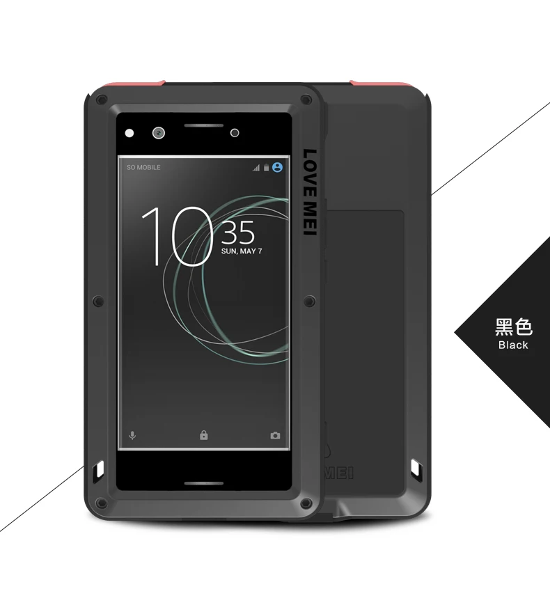 Черный Love Mei металлический чехол для sony Xperia XZ Премиум противоударный чехол для телефона для sony XZ Премиум полный корпус Прочный противоударный защитный чехол - Цвет: Черный