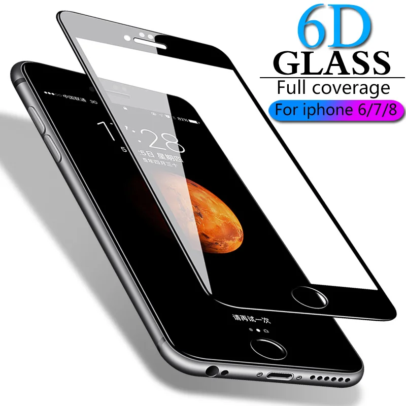 6D полное покрытие из закаленного стекла для iPhone XS Max XR Защитное стекло для экрана для iPhone X 6 6s 7 8 Plus Защитная стеклянная пленка