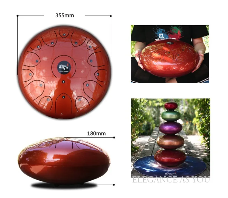14 дюймовый стальной язык барабан HandPan барабана Металлический Тон C 11 тонов ручной барабан сумка ручной работы Чай церемонии yoga ударный C тон барабан