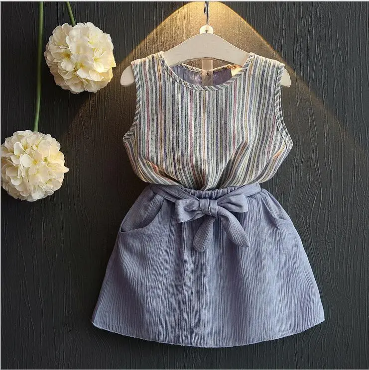 Романтические летние комплекты одежды для девочек хлопковый комплект маленьких