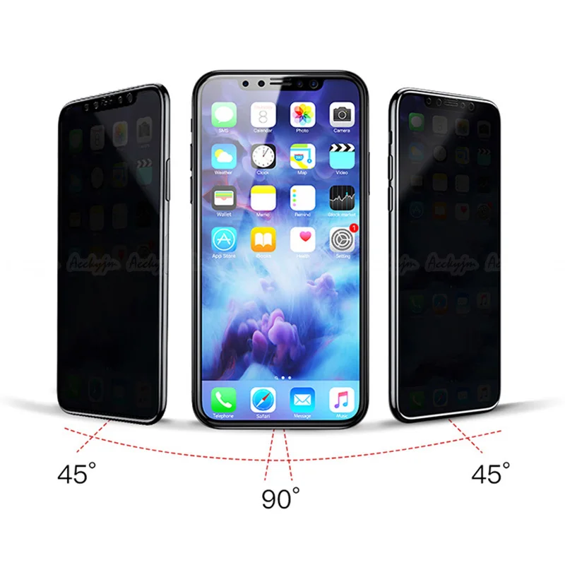 UVR для iPhone X, антишпионское закаленное стекло для Apple iPhone, Защита экрана для конфиденциальности, 3D полное покрытие, углеродное волокно, мягкий край, пленка