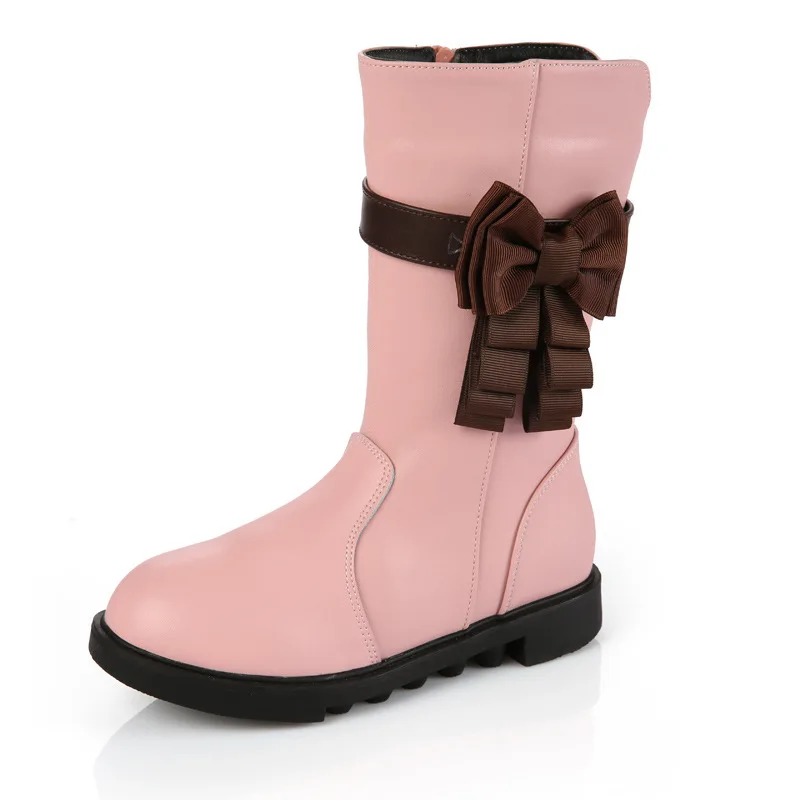 

Autumn Winter Girls Boots Children Princess Shoes Bow Baby High Snow Boots For Girls Cotton-Padded Shoes Outdoor Boots TX418