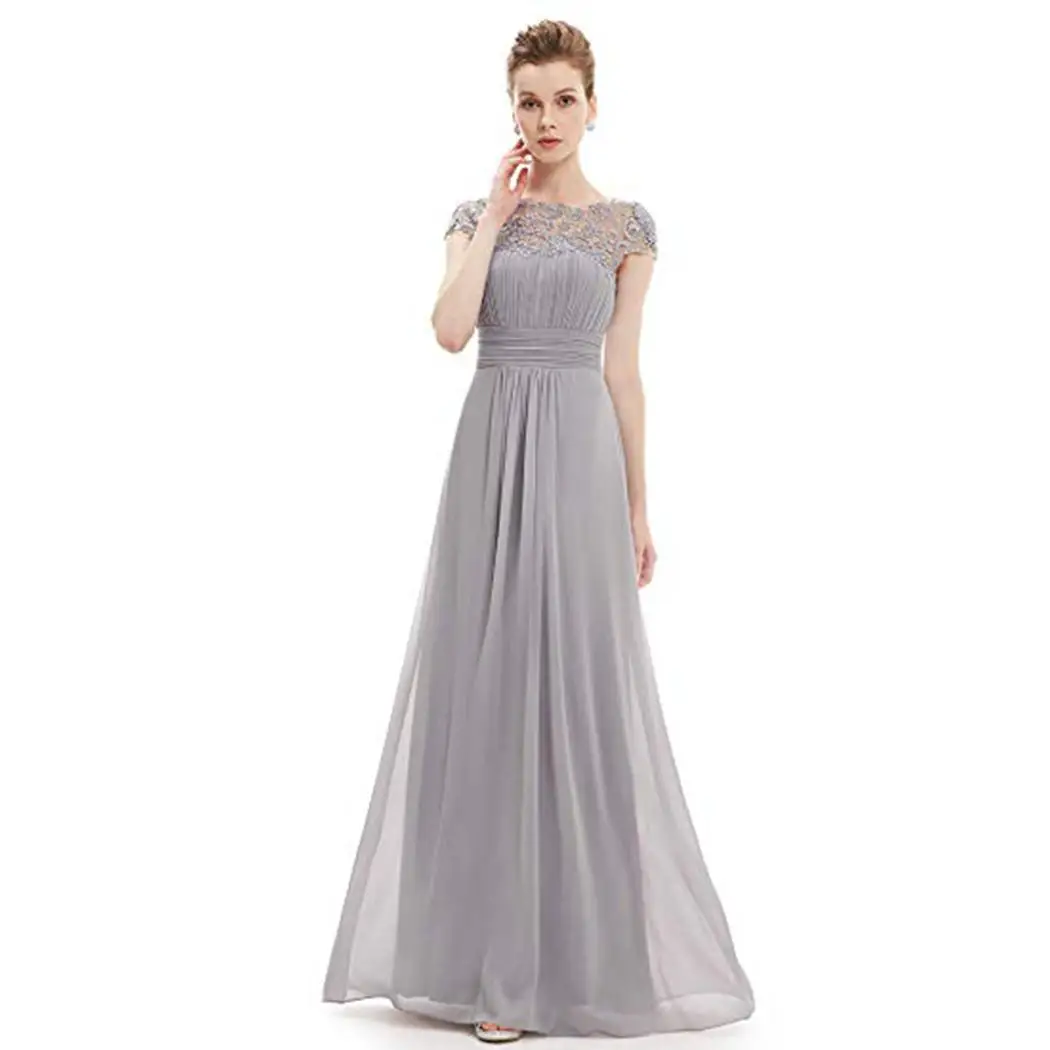 Женское элегантное платье с О образным вырезом и коротким рукавом кружевное