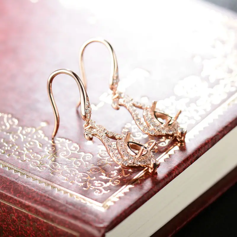 Женские серьги подвески из розового золота 4 Х5 мм|semi mount earrings|earrings earringearrings gold rose |