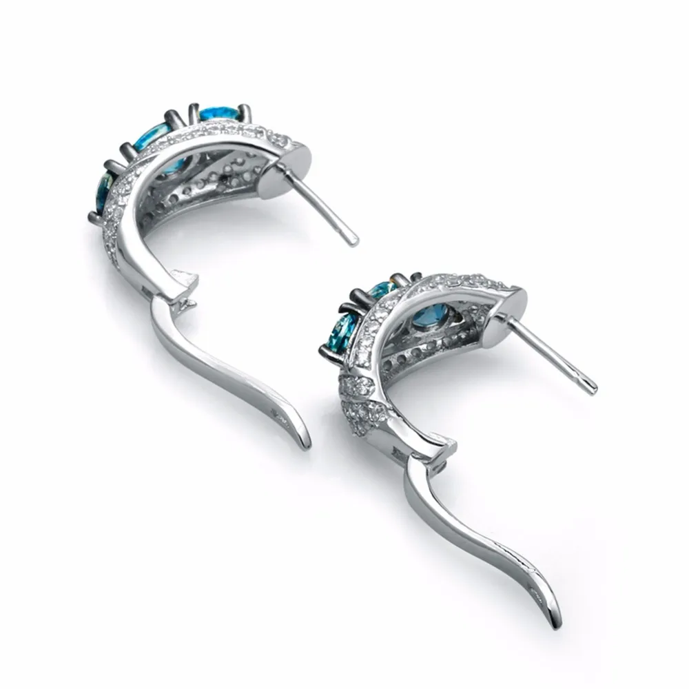 Женские серьги-гвоздики с голубым топазом из серебра 925 пробы | Украшения и