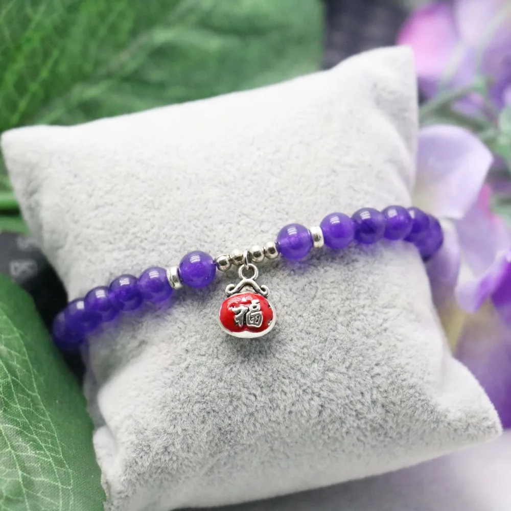 6 мм Популярные фиолетовые хрустальные бусы из натурального камня браслет