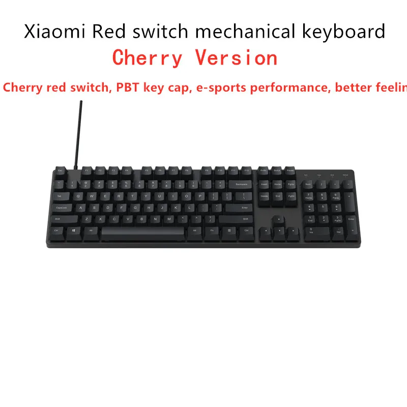 Механическая клавиатура Xiaomi mi Cherry, 104 клавиш, USB Проводная, вишневый красный переключатель, механическая клавиатура Ga mi ng, алюминиевый сплав для геймеров