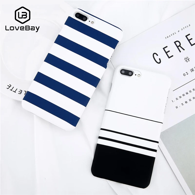 Lovebay чехол для телефона для iPhone X, XR, XS, Max, 8, 7, 6, 6s Plus, 5 5S, модный жесткий пластиковый защитный чехол в черно-белую полоску, чехол s