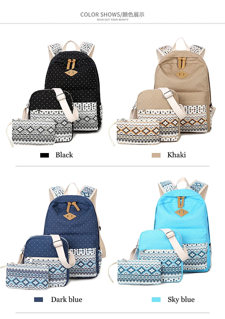 Горошек печати рюкзаки девушки школьный рюкзак crossbody сумки для женщин bookbag