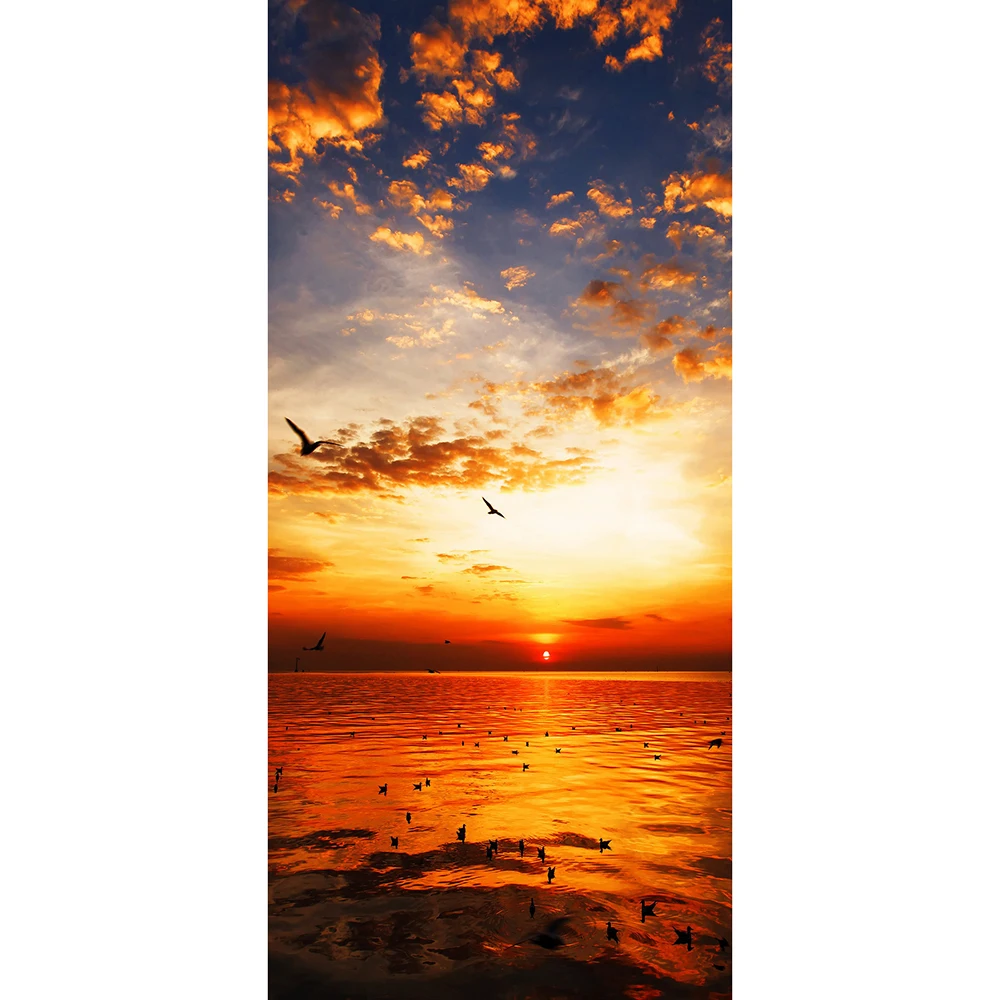Seabirds Fly On The Sea In Sunset настенные росписи наклейки на дверь обои украшение дома