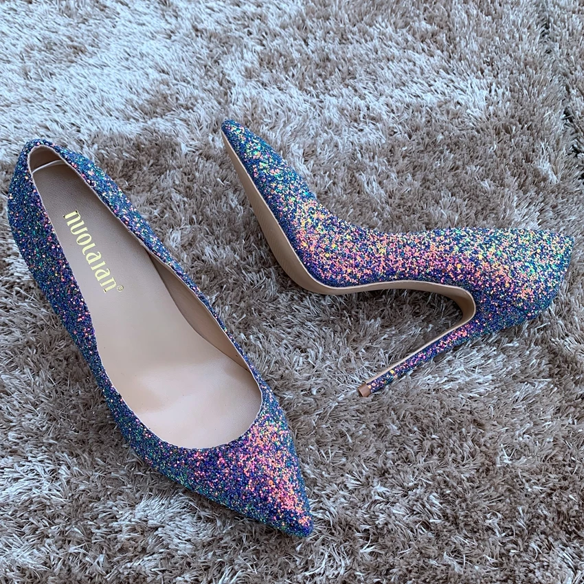 Туфли-лодочки женские кожаные блестящие высокий каблук свадебные туфли