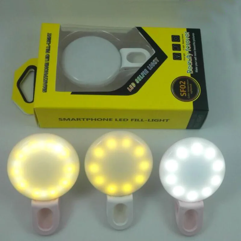 Светодиодный кольцевой мини светильник для селфи 3 режима затемнение прямая